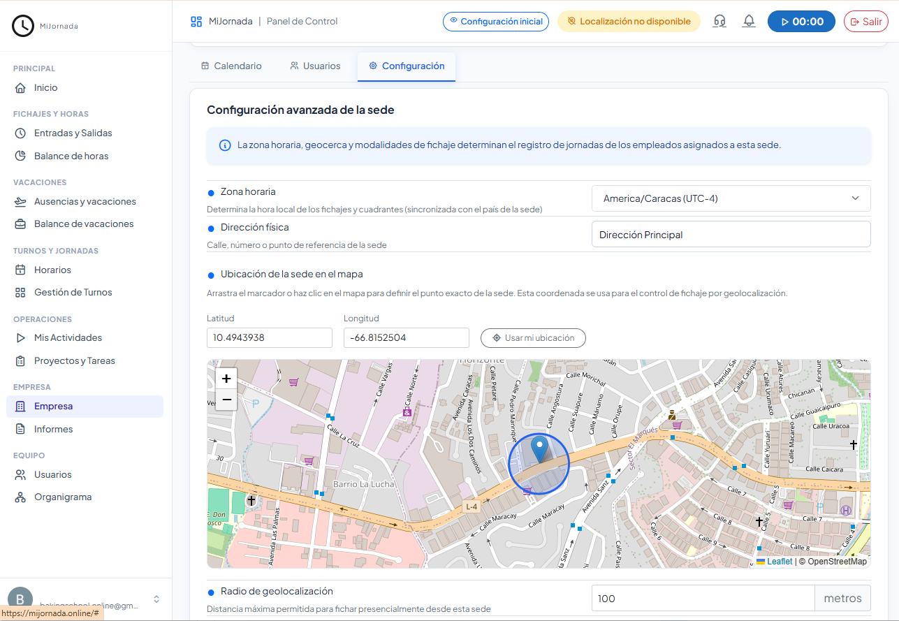 Geofencing y Sedes MiJornada